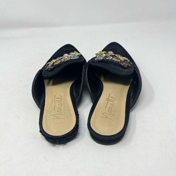 Nanette Lepore Mules Embellished Rhinestones Pointed Toe Black Womens Size 6.5 - Picture 5 of 8